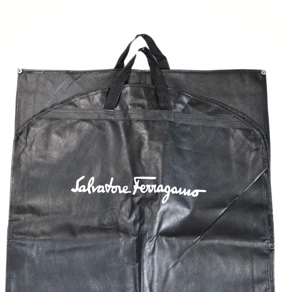 Salvatore Ferragamo Garment Bag Black Logo Travel Suit Cover Storage 23x62